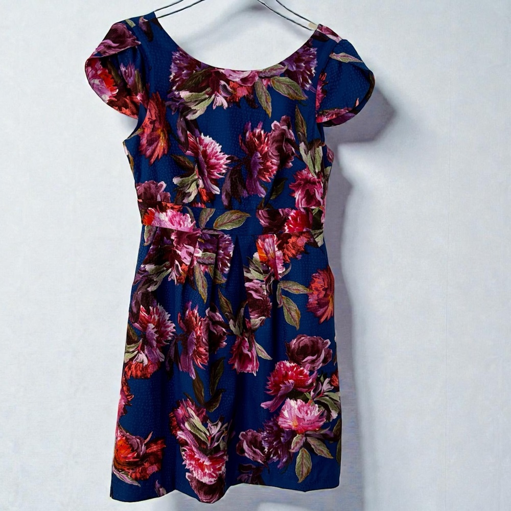 Anthropologie Moulinette Souers Floral Dress 8 Blue Spring Events Wedding Guest